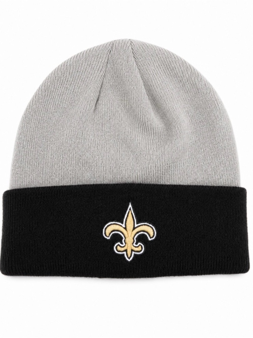 Fanatics Youth Two-Tone Knit Beanie Hat - Gray, Black & Gold Fleur-de-lis